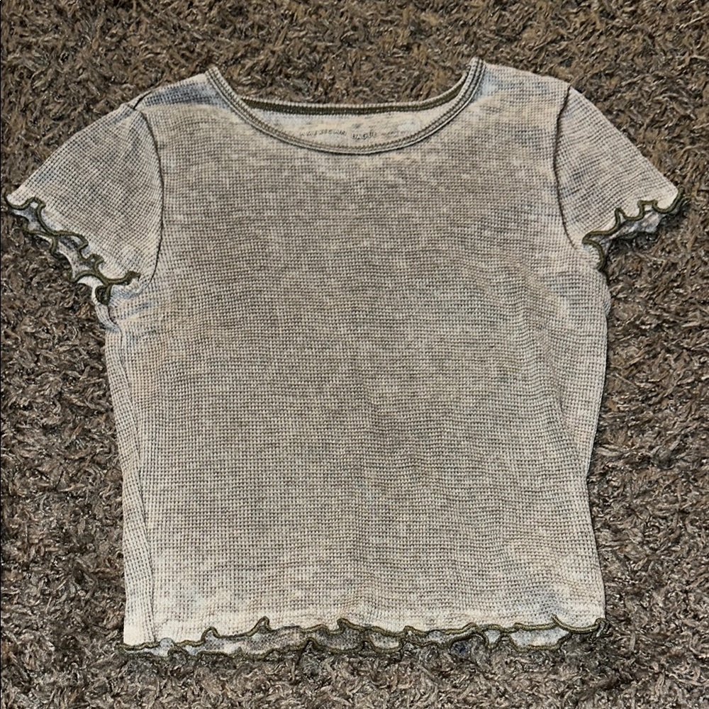 American Eagle Ruffled Edge Knit Top